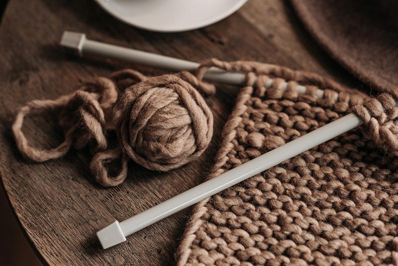 Knitting Brown Yarn